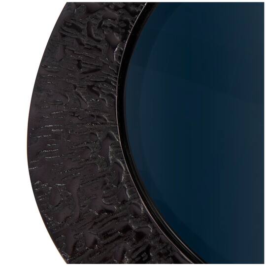 30" Black Aluminum Abstract Oval Shaped Coffee Table with Glass Top